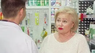 Senior Woman with Sore Throat Asking Pharmacist for Medicine | Stock Footage - Videohive
