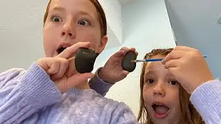 Kate and Addie paint rocks!
