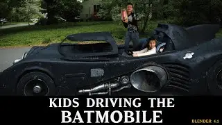 My Kids driving the 1989 Batmobile!