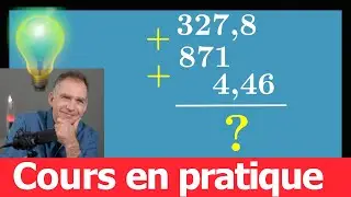 poser une addition à virgule • avec des nombres décimaux • 327,8+871+4,46 • Sixième exercice