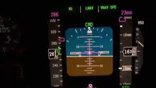 Boeing 737 cockpit at night
