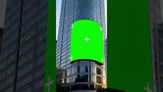 LED Billboard on Building Corner Green Screen Effect 