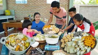 5 country chefs together cook and eat Suki soup - Yummy Suki soup recipe