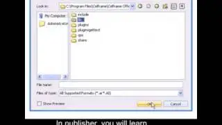 How to open, new, save as, import and export in Publisher?