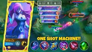 NOVARIA MAGE SNIPER ONE SHOT MACHINE!! NOVARIA NEW BUILD & EMBLEM 2024 / MOBILE LEGENDS