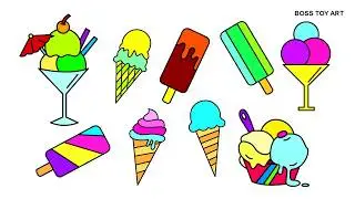 9 different ice creams drawing step by step for kids