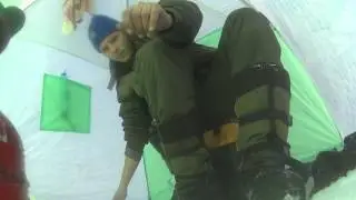 хариус клюет...Батька "Янис" шумит))) утром -42!!! 18.01.2016