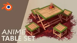 Making Anime style restaurant table set in Blender