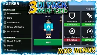 NEW UI + MOD MENU‼️BEST 3 UI PACK UNTUK MCPE!! Support 1.21+