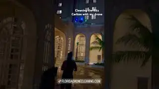 Florida Drone Cleaning company cleans Ritz Carlton in Naples. Douglas Thron cleaning windows.