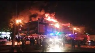 Пожар в Уфе ТЦ Меркурий колхозный рынок