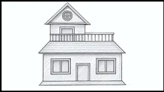 House scenery drawing/How to draw a simple house step by step very easy/Koushole Deisso aka sikhun