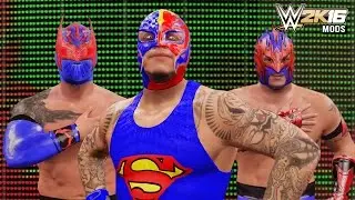 WWE 2K16 Mods  - Rey Mysterio, Sin Cara & Kalisto SUPERMAN Attires Mod