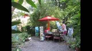 Artist at Work in a  Exotic Garden