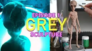Hyper Realistic Grey Alien Polymer Sculpture