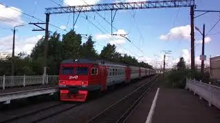 Прибытие в Мурино электропоезда ЭТ2М-067 из Васкелово на Петербург