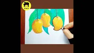 Power Of Black Outlines | Mangoes Drawing | Easy Composition For Beginner #youtubeshorts #shorts #lv