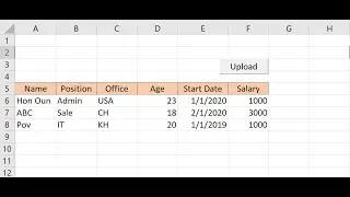Upload data from excel to SQL Server
