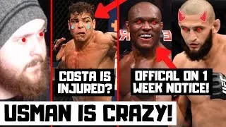 Khamzat Chimaev vs Kamaru Usman OFFICIAL! Paulo Costa Injured? MMA News Reaction & Prediction