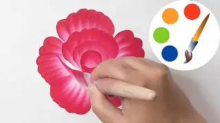 One Stroke, How to paint a simple rose