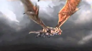 green screen dragon in dark clouds