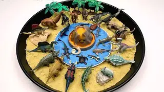 2 Diorama With 2 Tray | Dinosaurs World And Safari world - tyrannosaurus ankylosaurus