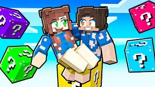 WE ARE TRAPPED IN A SINGLE BLOCK OF LUCKY IN MINECRAFT 😔