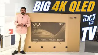 Vu 98 inch tv 2023 model review  🔥 VU GLO 98inch 4K QLED TV Unboxing in Telugu