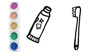 【How to draw Toothbrush & Toothpaste .】 Easy Drawing for kids.