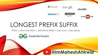 Longest Prefix Suffix | KMP Algo | Java Solution | POTD | GFG Hard problem | #trending #java #dsa