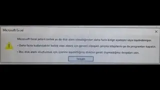 EXCEL YETERLİ DİSK ALANI YOK HATASININ ÇÖZÜMÜ