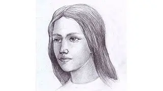 Как рисовать женское лицо карандашом (штриховка). Урок 56. How to draw a woman's face with a pencil.