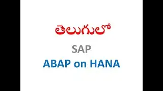 SAP ABAP on HANA Online Demo Training in Telugu Language