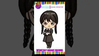 how to draw Wednesday addams easy step by step 