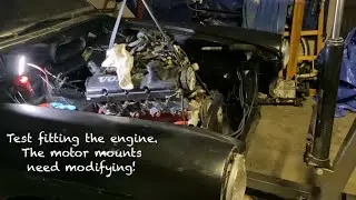 Volvo 122 B230 Swap test fit, motor mounts need modifying.