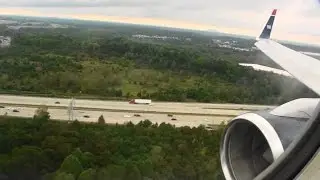 Fantastic Reverse Thrust HD 757 Landing In Charlotte On US Airways!!!