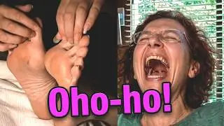 Feet Tickling - Testing my ticklishness with her long nails - Breathless from laughter