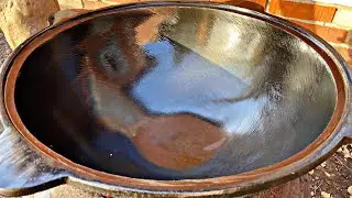 PREPARATION OF CAST IRON CAULDRON / CAULDRON FIRING / ПОДГОТОВКА ЧУГУННОГО КАЗАНА / ОБЖИГ КАЗАНА