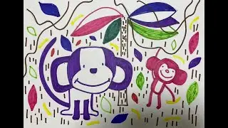 Как нарисовать Обезьянку .Раскраска для детей
