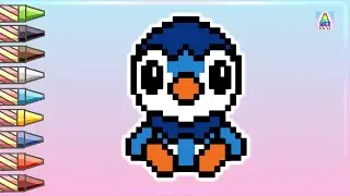 Pixel Art | Как нарисовать ПИНГВИНЧИКА по клеточкам | Рисунки по клеточкам | Coloring Kids