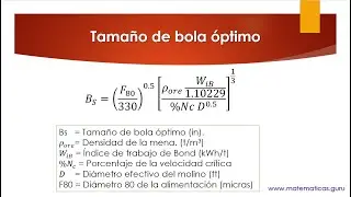 Cálculo del tamaño de bola óptimo en molinos de bolas