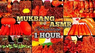 ASMR Mukbang 1 Hour Eating HOT Cheetos Giant Sausage | Spicy Chicken | Enoki Mushrooms | Yosii ASMR
