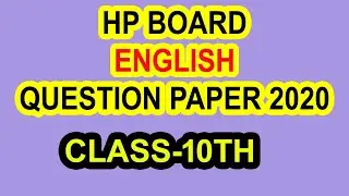 HP Board previous year English question paper 2020||class-10th||hp board old  paper