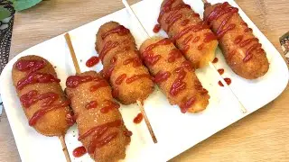 Corndog coréen frit || saucisses en pâte