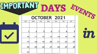 Important Days And Dates in October 2021. Events In Oct 2021. International And National Days In Oct