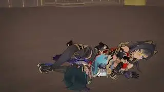 MMD Genshin Wrestling - Dehya submits Aether & Xiao