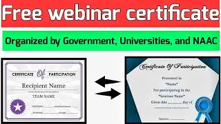 Free Government Webinar / Workshop With Free Certificate || 4 Free webinar || Free Certificate 