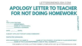 How Do You Write an Apology Letter To a Teacher for Not Doing Your Homework | Letters in English