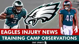 ALERT: Eagles LB Carted Off Field + LATEST Eagles Injury News | Nolan Smith 1st-Team Snaps