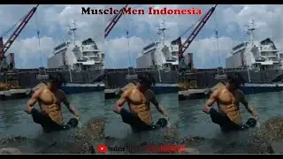Kuli Berotot Sixpack Mandi Di Laut | Hot Muscle Sixpack Man On The Ocean